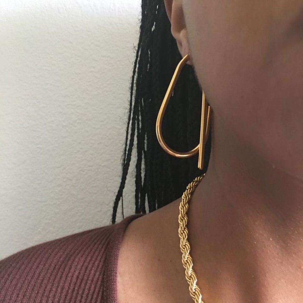 Statement 18K Gold Hoop Earrings - Picture 2 of 11